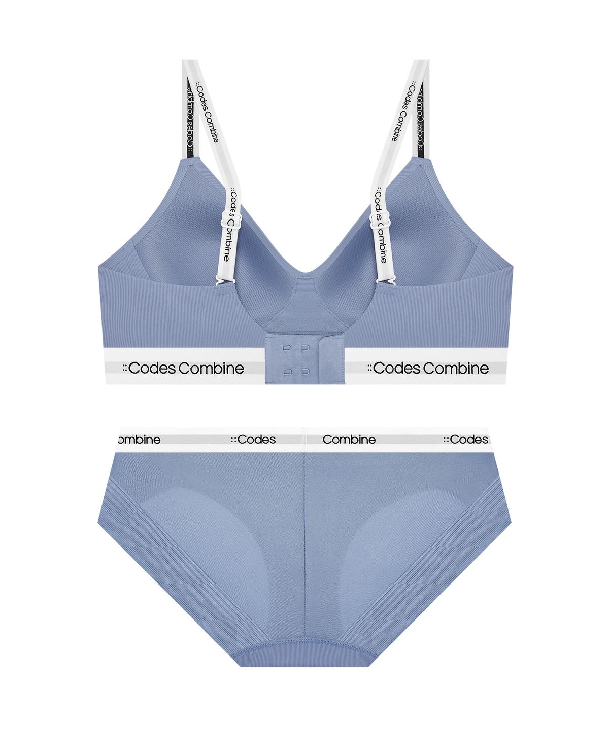 코데즈컴바인 이너웨어(CODES COMBINE INNERWEAR) 프리핏 골지 노와이어 브라 팬티 세트_블루그레이