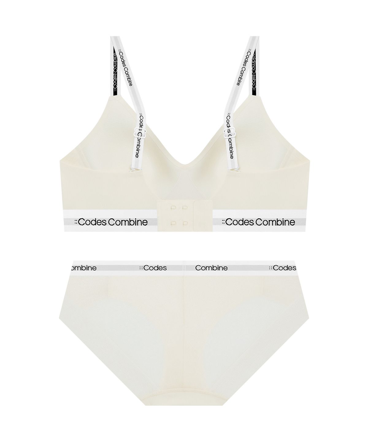 코데즈컴바인 이너웨어(CODES COMBINE INNERWEAR) 프리핏 골지 노와이어 브라 팬티 세트_크림