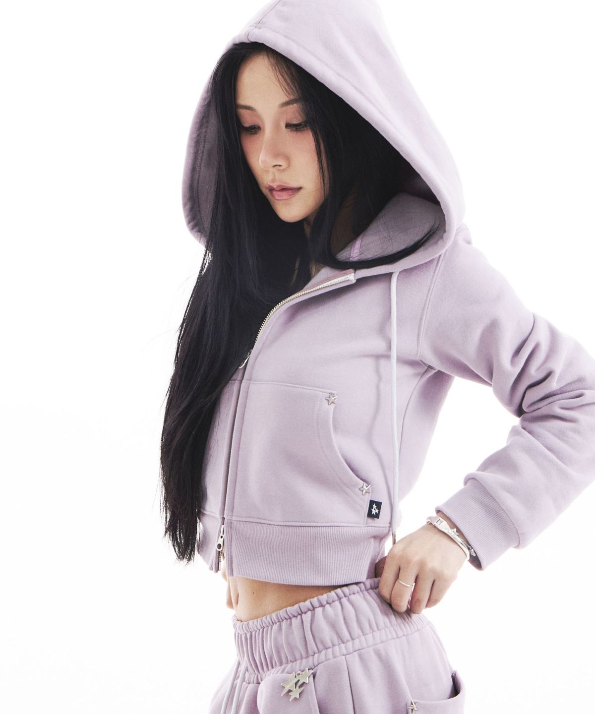 시데라(SIDERA) Star Stud Hoodie [double-fleece 양기모/ Indie Purple]