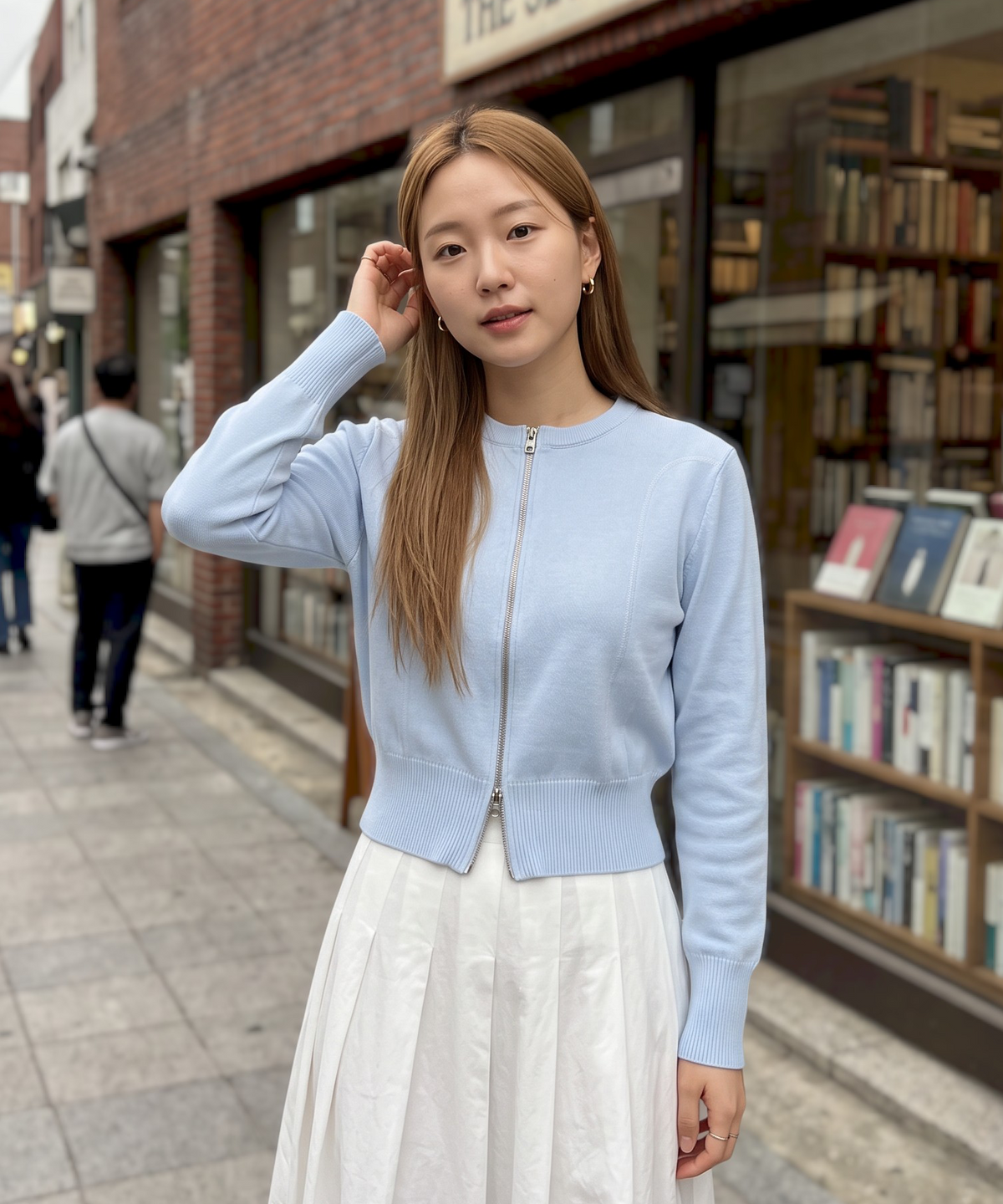 버튼서울(BUTTON SEOUL) [우먼즈] 데일리 비스코스 라운드넥 투웨이 집업 니트 가디건 (5 COLORS)