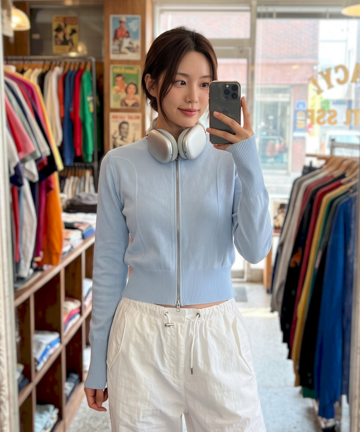 버튼서울(BUTTON SEOUL) [우먼즈] 데일리 비스코스 라운드넥 투웨이 집업 니트 가디건 (5 COLORS)