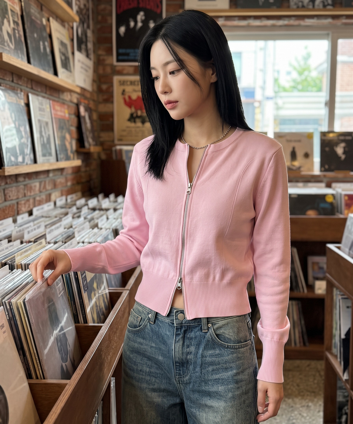 버튼서울(BUTTON SEOUL) [우먼즈] 데일리 비스코스 라운드넥 투웨이 집업 니트 가디건 (5 COLORS)