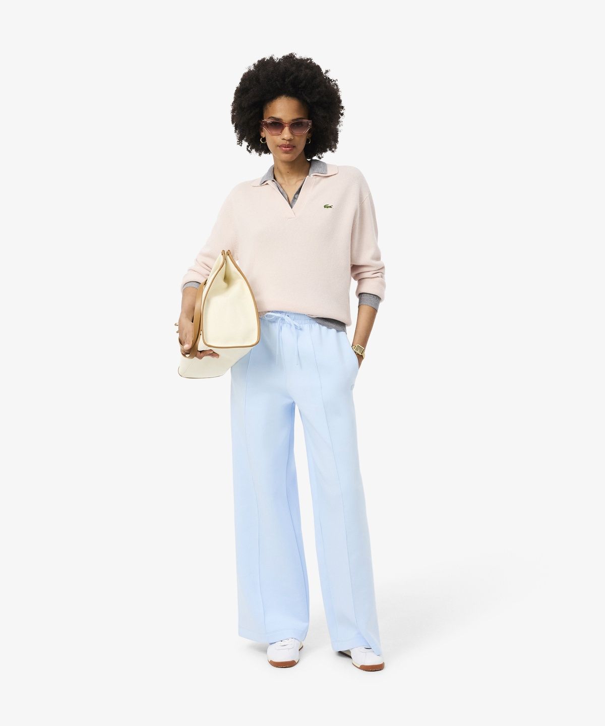 라코스테(LACOSTE) 여성 더블 페이스 와이드 트랙팬츠 XF6620-56N T01