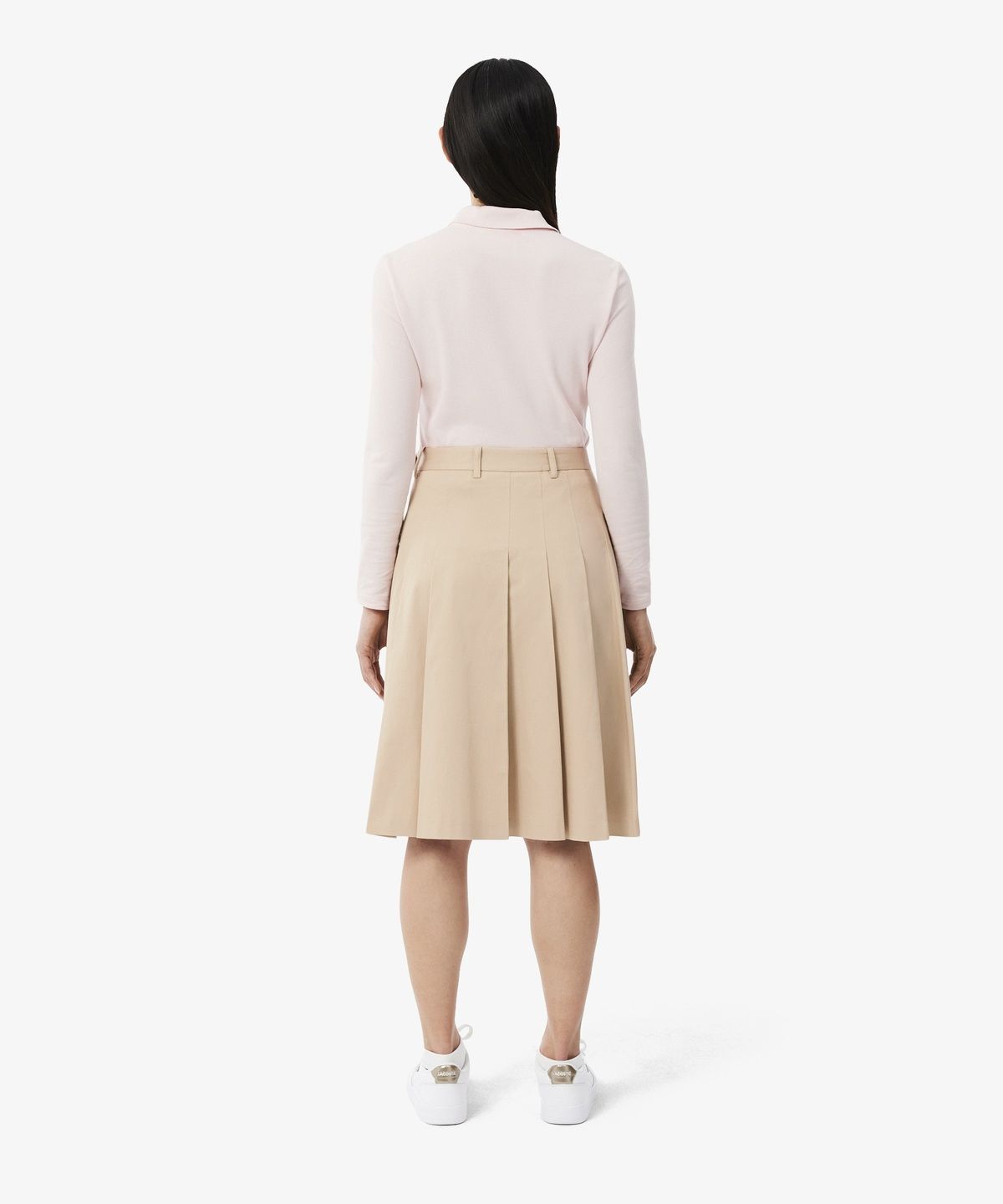 라코스테(LACOSTE) 여성 미디기장 코튼 플리츠 스커트 JF8319-56N X6F