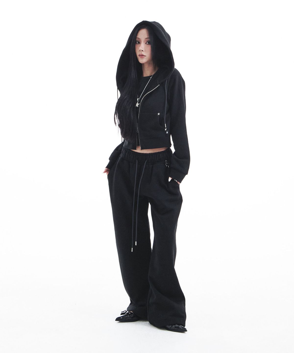 시데라(SIDERA) Star Stud Hoodie [Black]