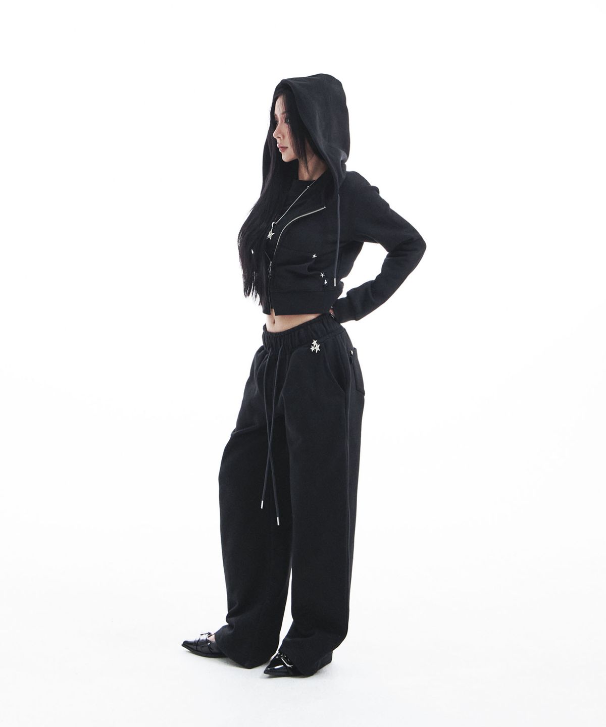 시데라(SIDERA) Star Stud Hoodie [Black]