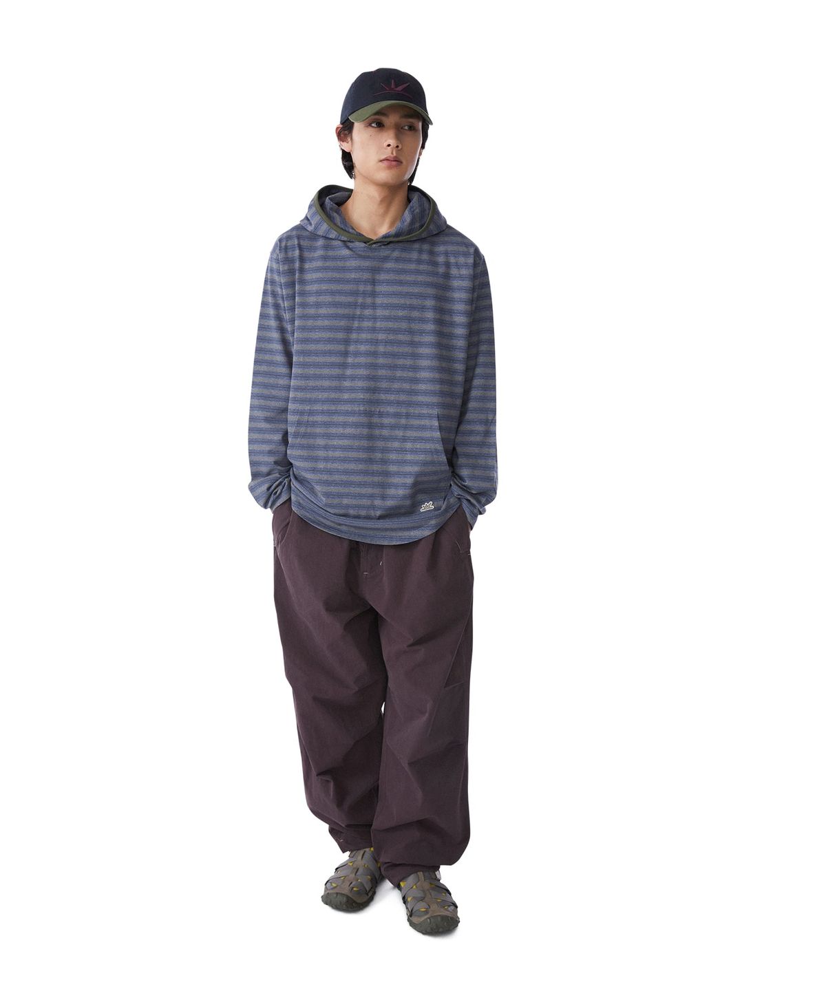 썬러브투어(SUNLOVETOUR) Dash Stripe Hooded LS Tee Navy