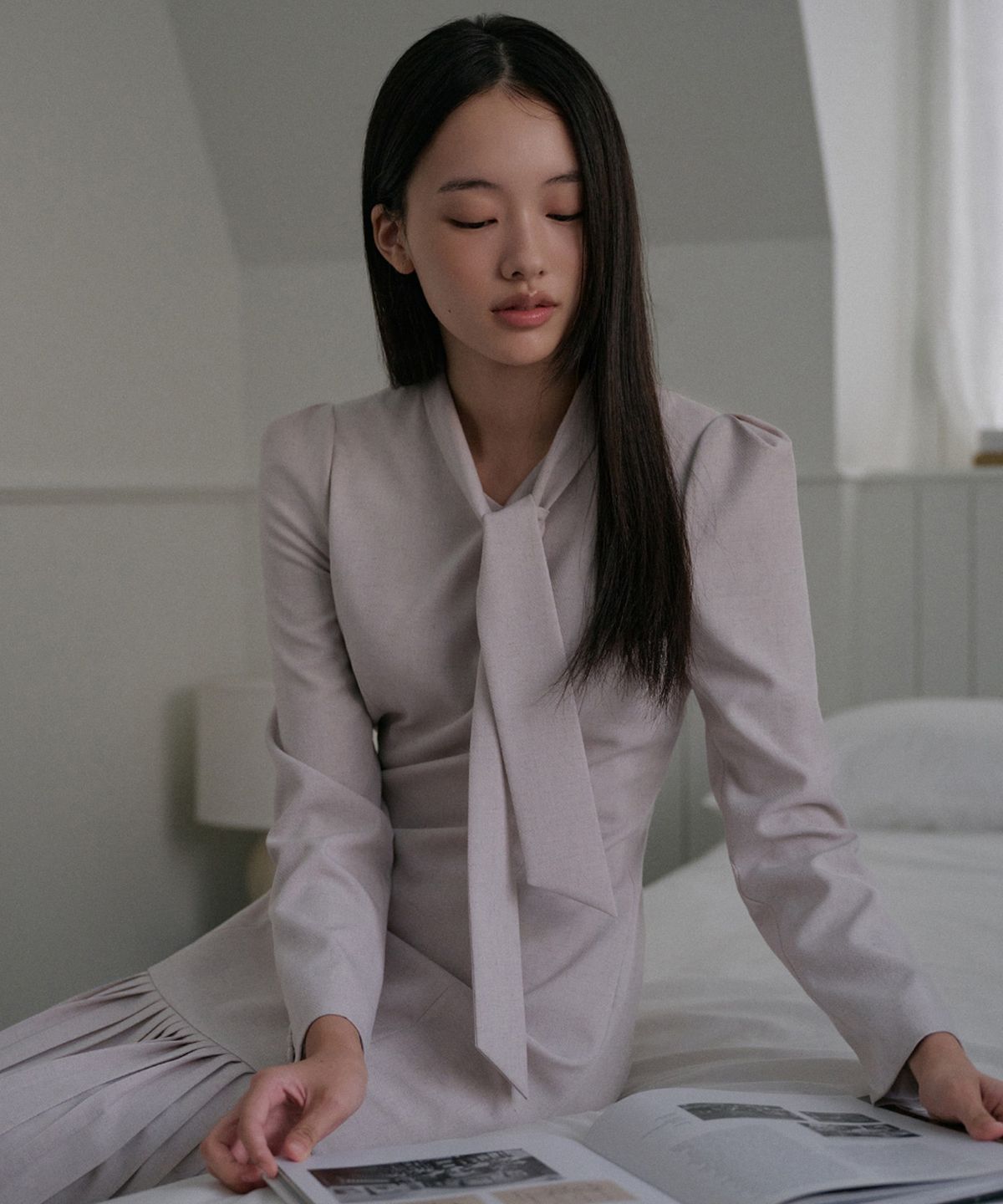 토와브(TOWAV) SELL PLEATS DRESS_LIGHT GREY