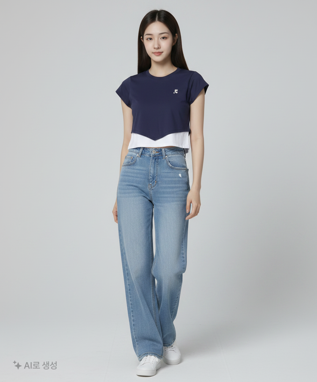 레스트앤레크레이션(REST&RECREATION) RR ARROW POINT LAYERED T-SHIRT NAVY ONE