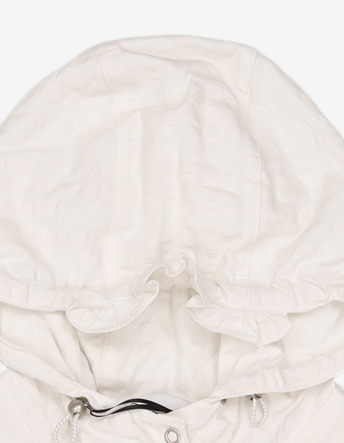 오헤시오(OHESHIO) HOODED FRILL HALF WINDBREAKER, WHITE XS