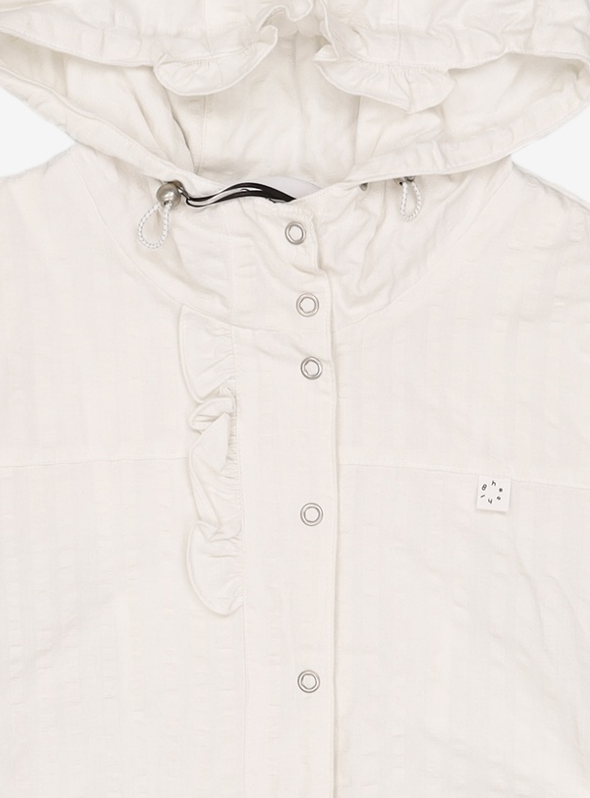 오헤시오(OHESHIO) HOODED FRILL HALF WINDBREAKER, WHITE XS