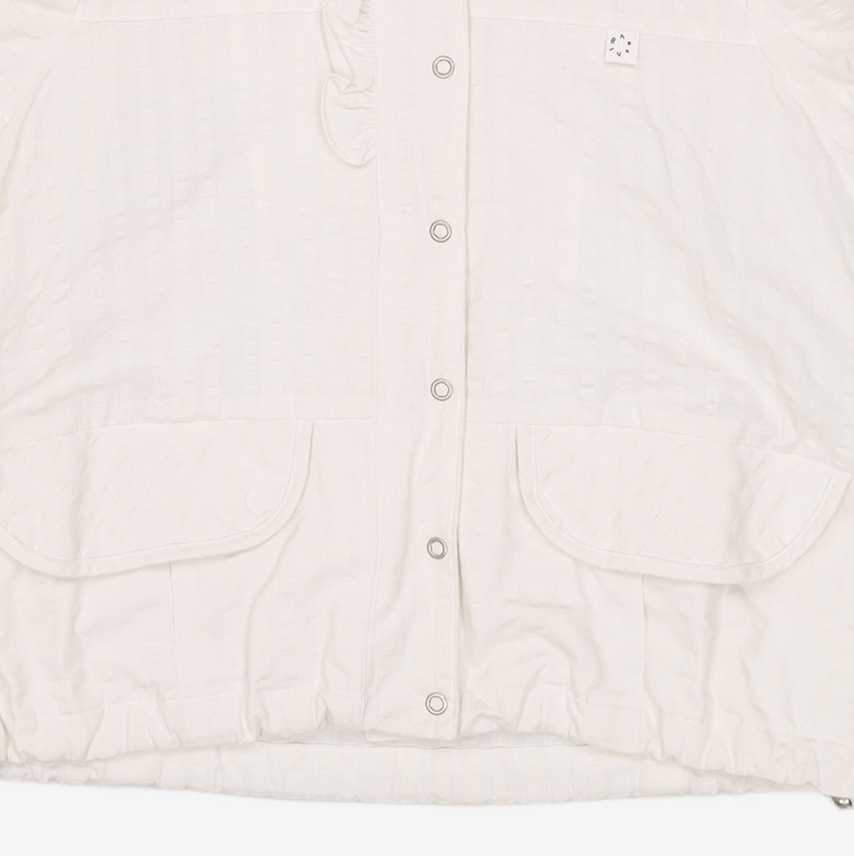 오헤시오(OHESHIO) HOODED FRILL HALF WINDBREAKER, WHITE XS