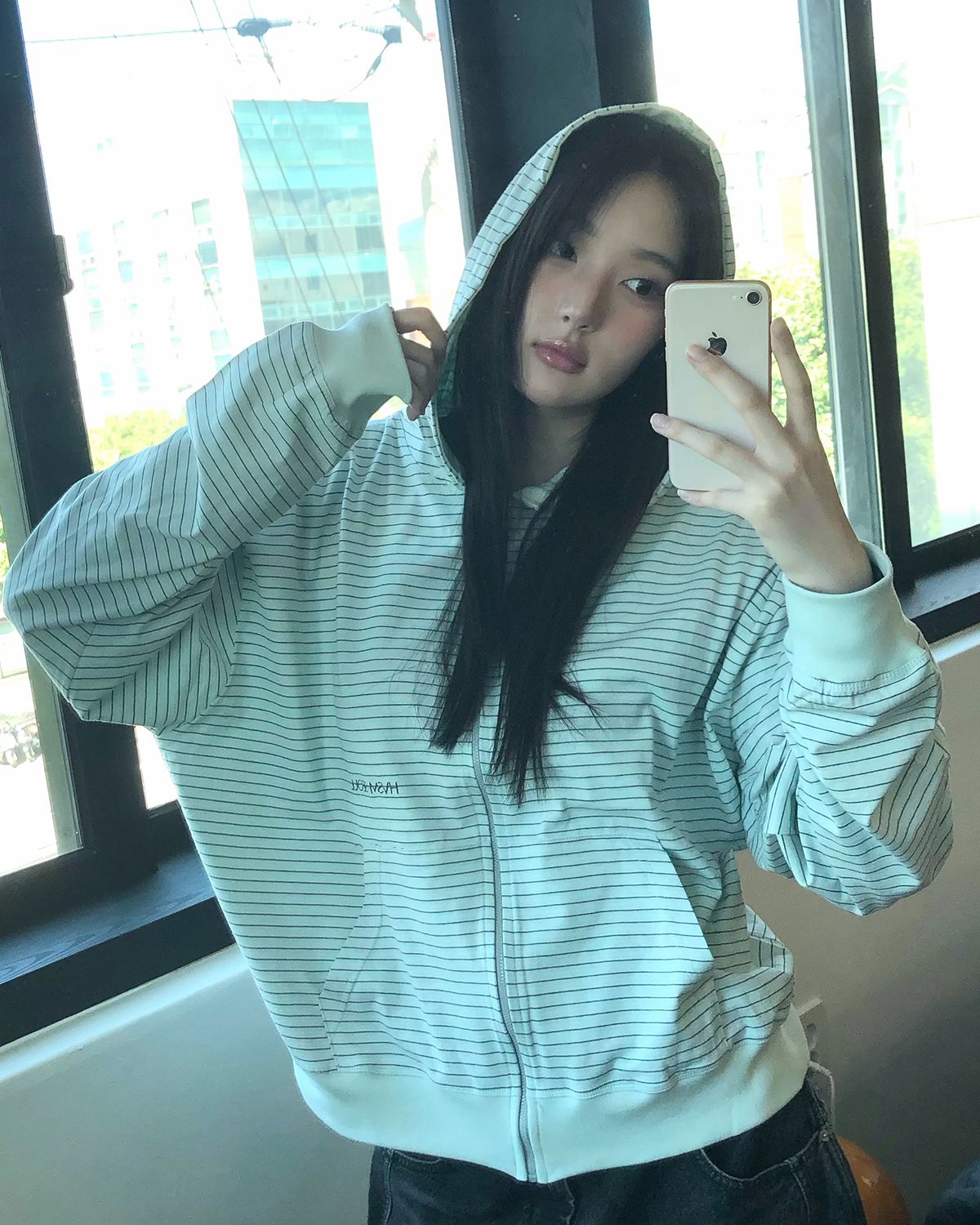 해비즘(HAVISM) HVSM STRIPE THIN ZIP UP HOOD(MINT)