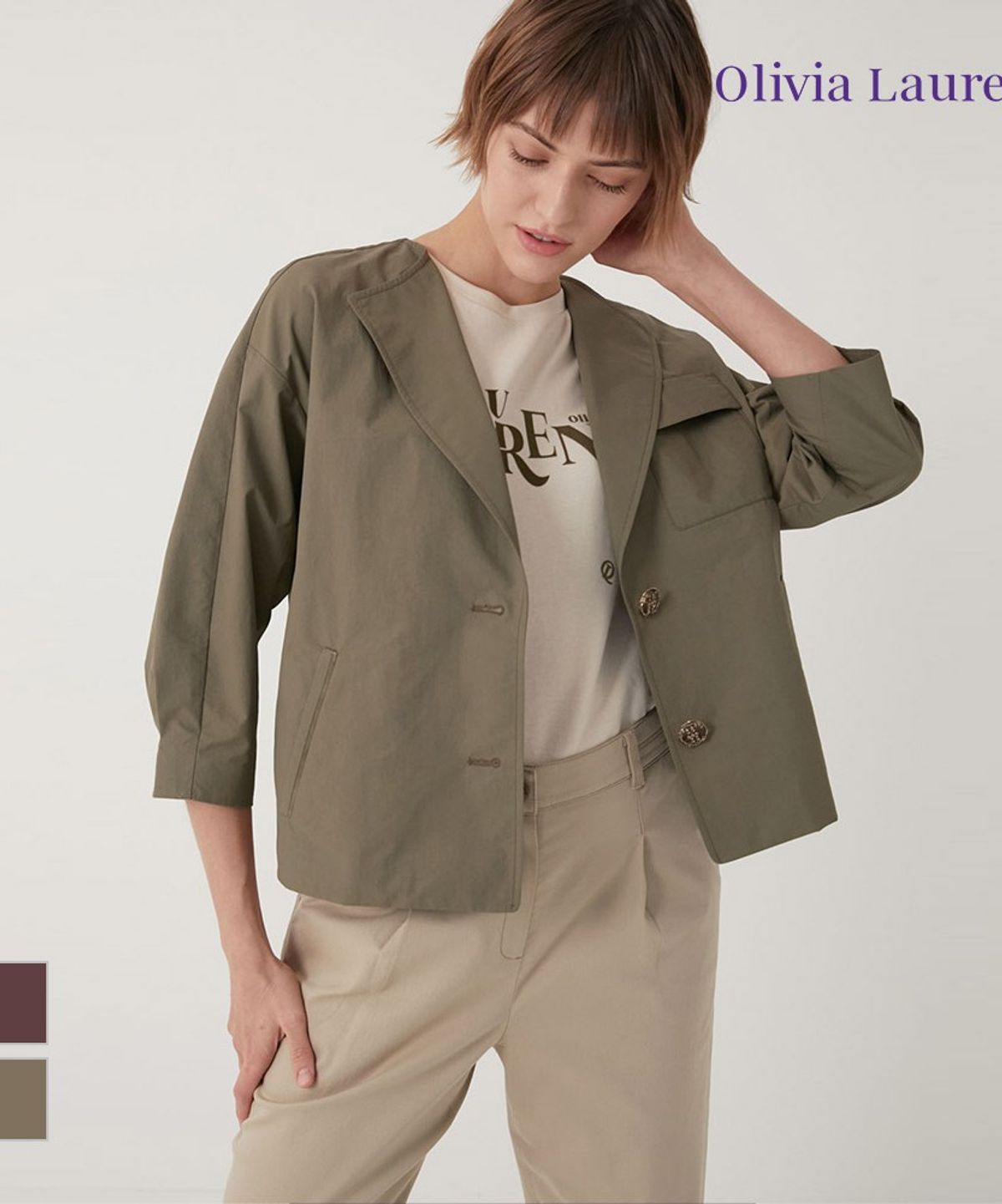 올리비아로렌(OLIVIALAUREN) 카라변형 아웃포켓 자켓_VOBFU3F7331