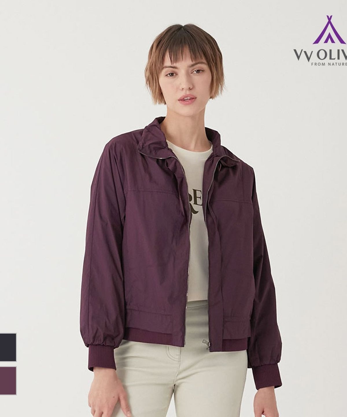 비비올리비아(VVOLIVIA) 밑단 시보리 덧장 점퍼_VVCCL3F7471