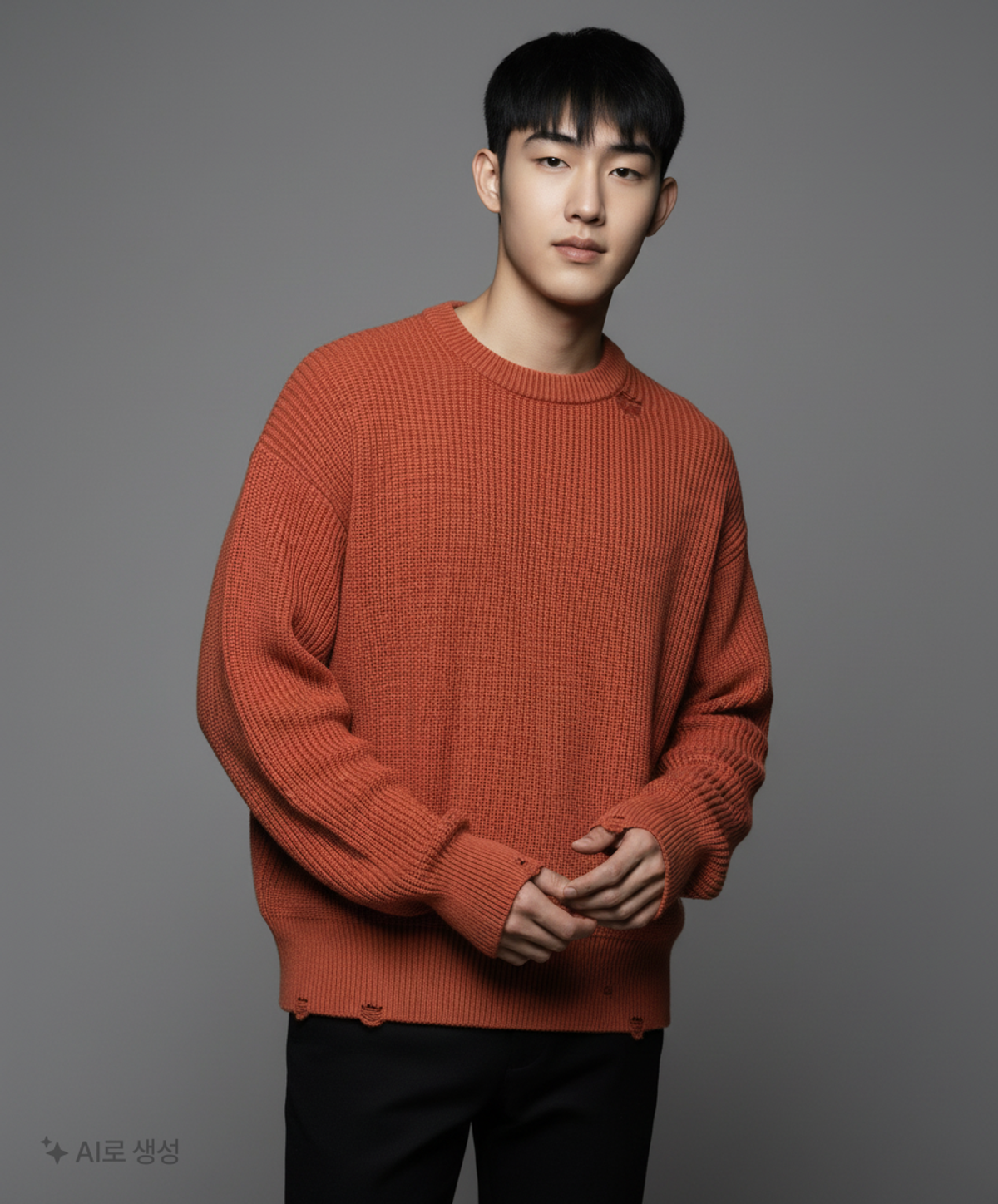 메종미네드(MAISON MINED) DAMAGE COLOUR DYE KNIT RED M