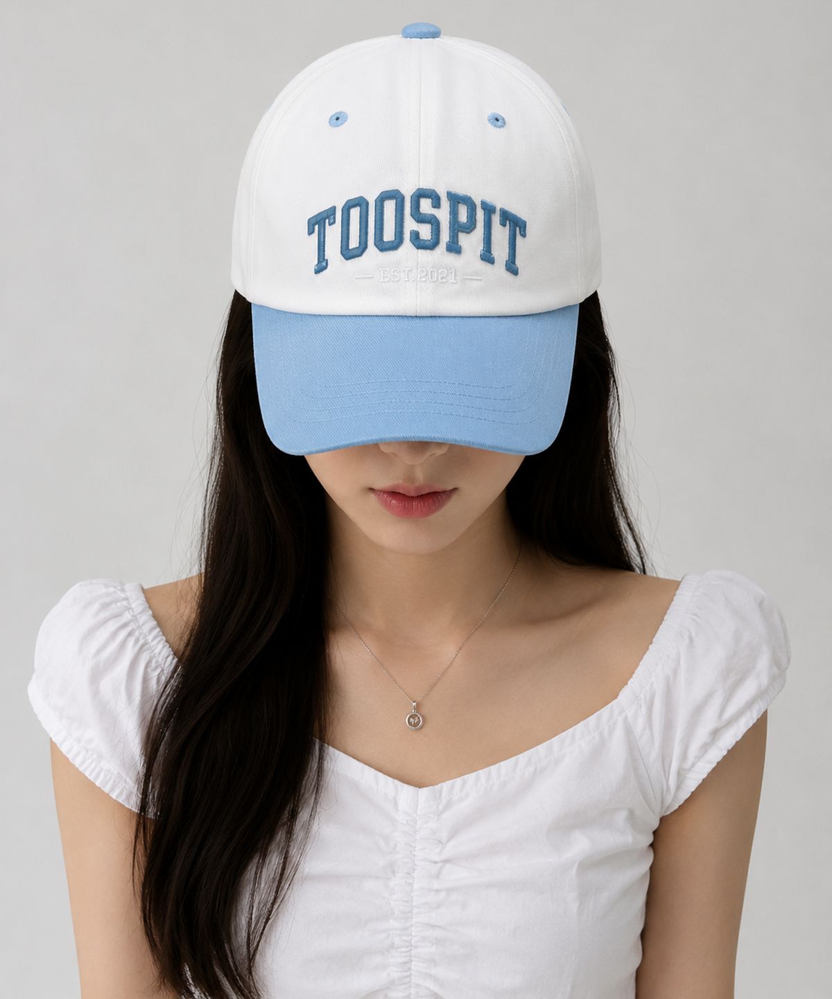 투에스핏(TOOSPIT) VARSITY LOGO BALL CAP – BLUE