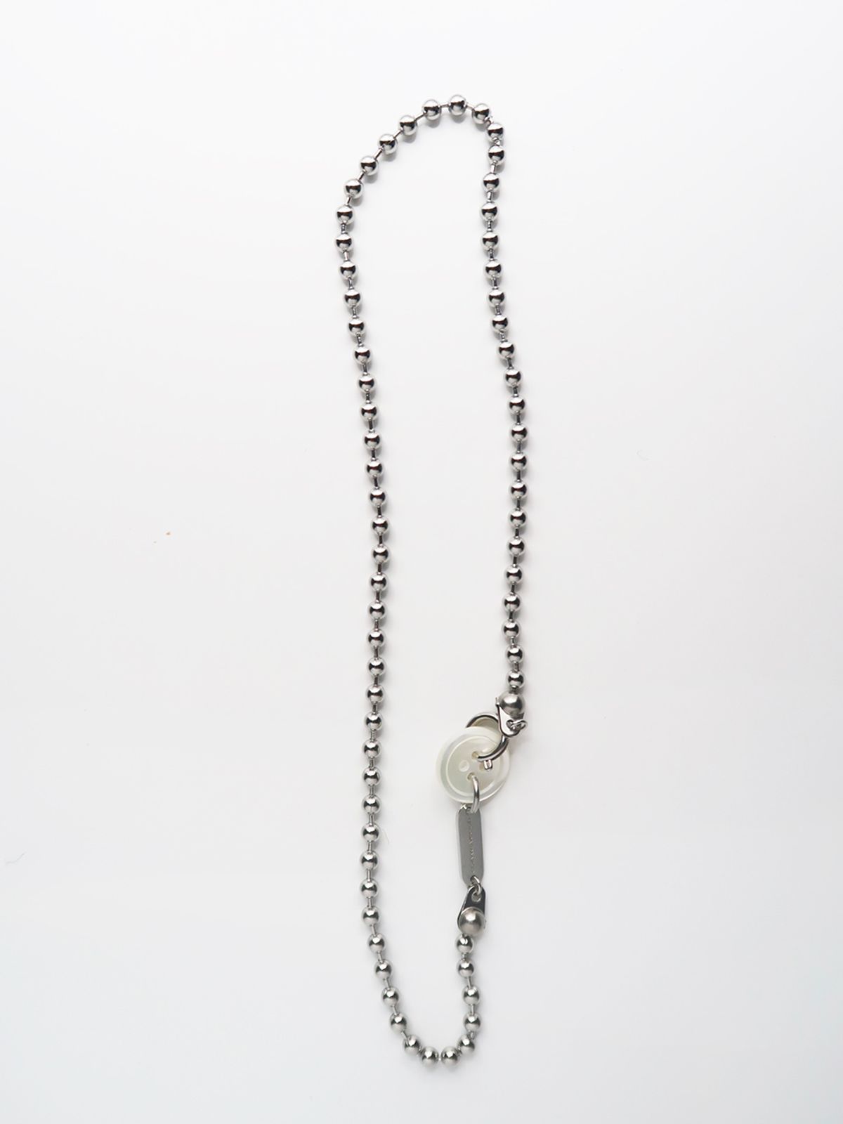 코지웨이브클럽(COZYWAVECLUB) BUTTON BALL CHAIN NECKLACE_WHITE