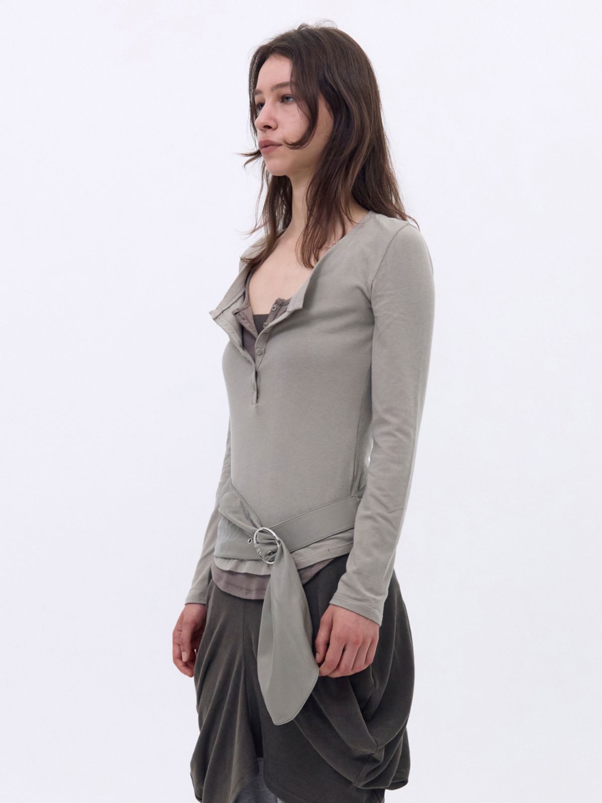 세릭(CERRIC) Button Layered Top _ Light Khaki
