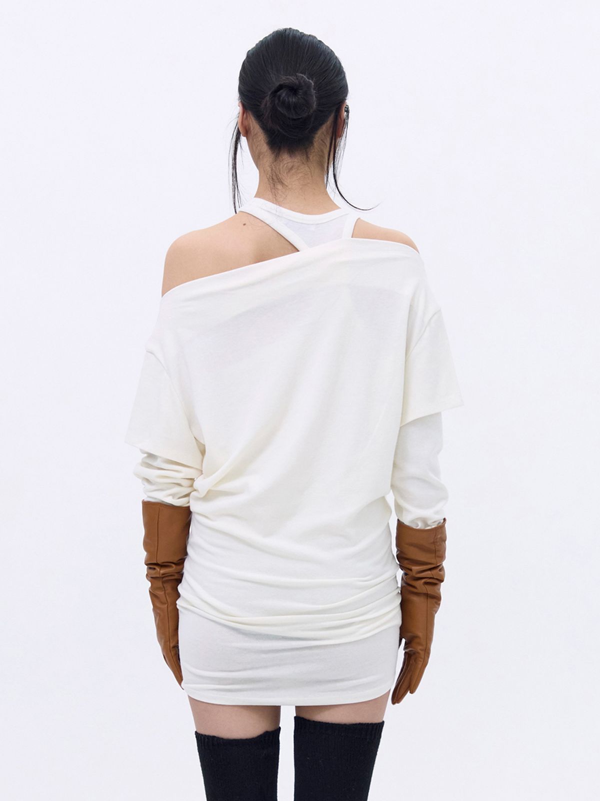 세릭(CERRIC) Boat Neck Layered Top _ Ivory