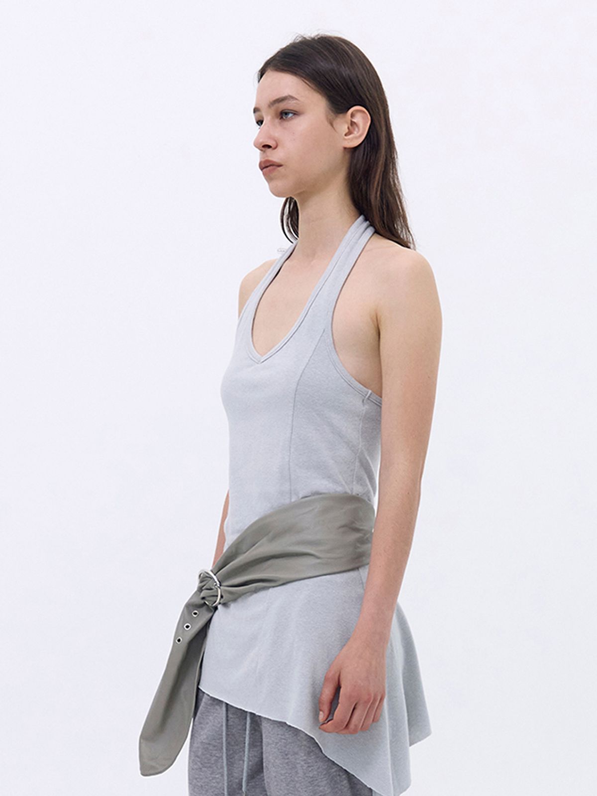 세릭(CERRIC) Flared Halter Dress _ Light Gray