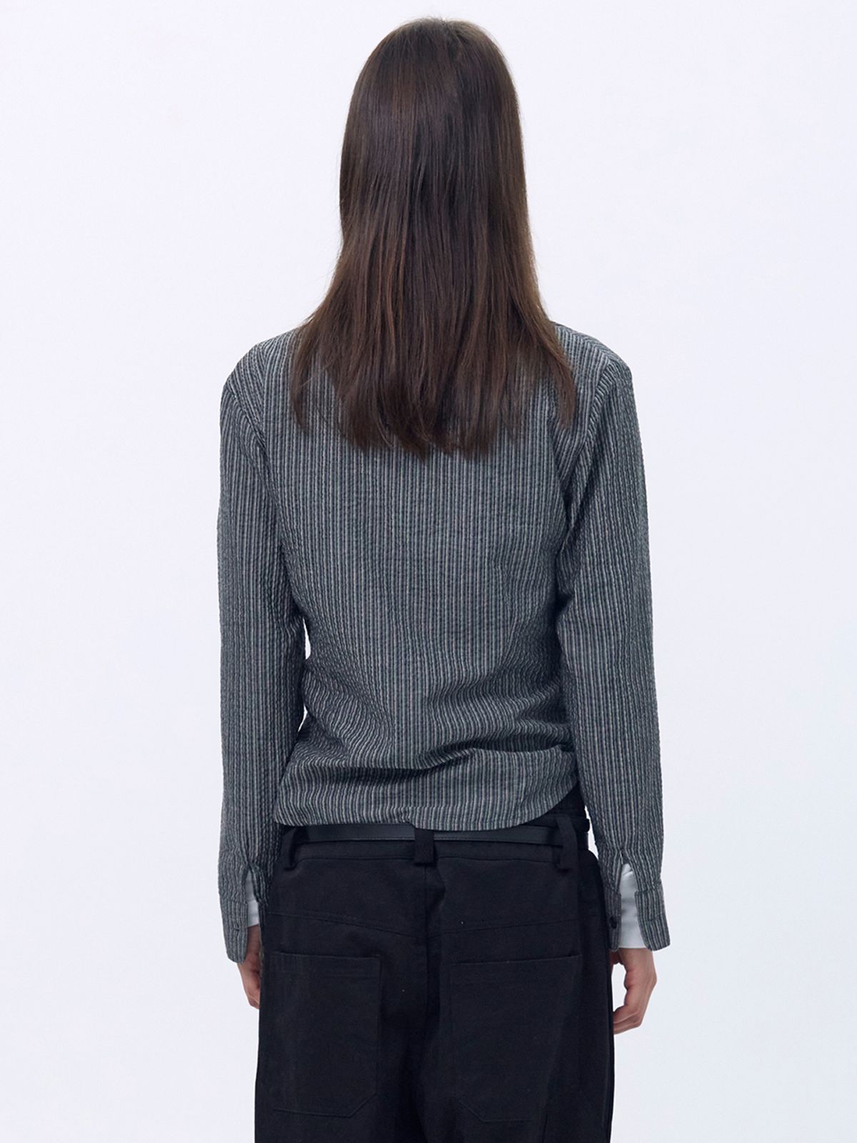 세릭(CERRIC) Striped Button Shirt _ Black