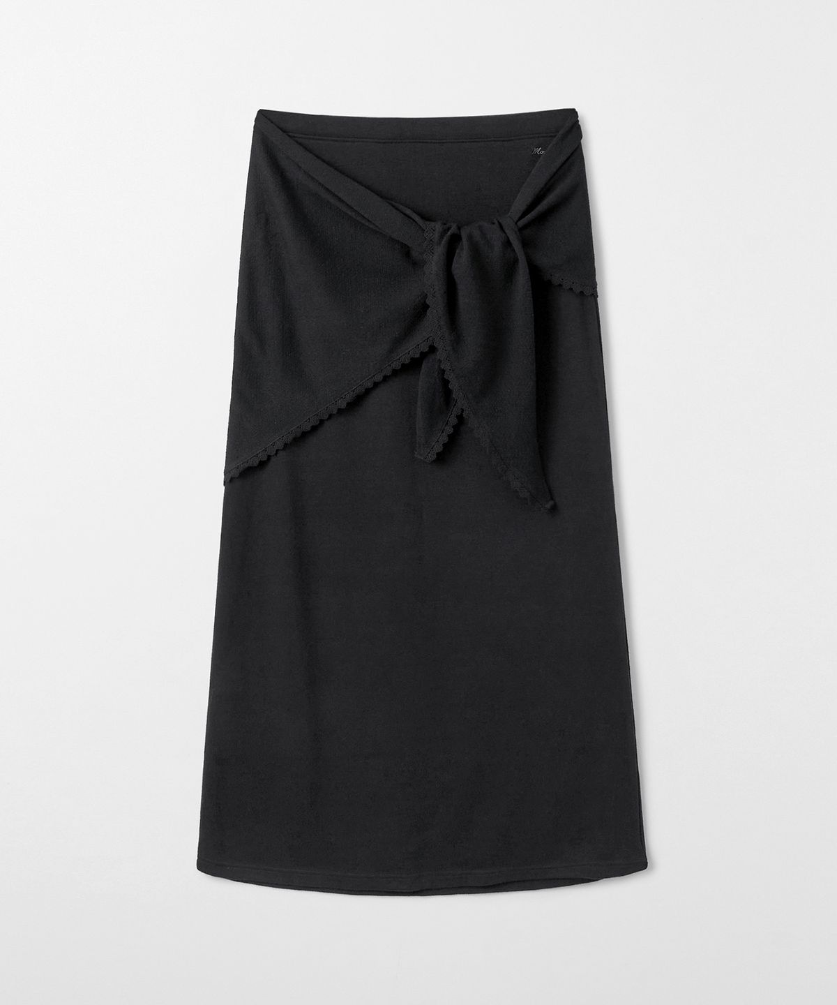 몽돌(MONGDOL) [SET] 울 블렌드 스카프 레이어드 롱 스커트 블랙 MDSK041BLACK