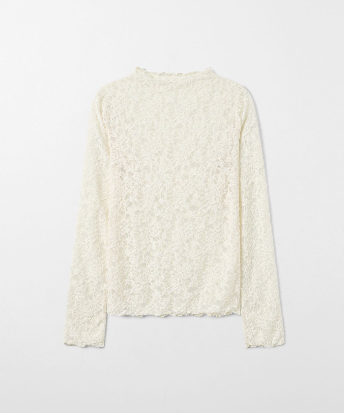 몽돌(MONGDOL) 레이스 텍스쳐 시스루 티셔츠 아이보리 MDTS115IVORY