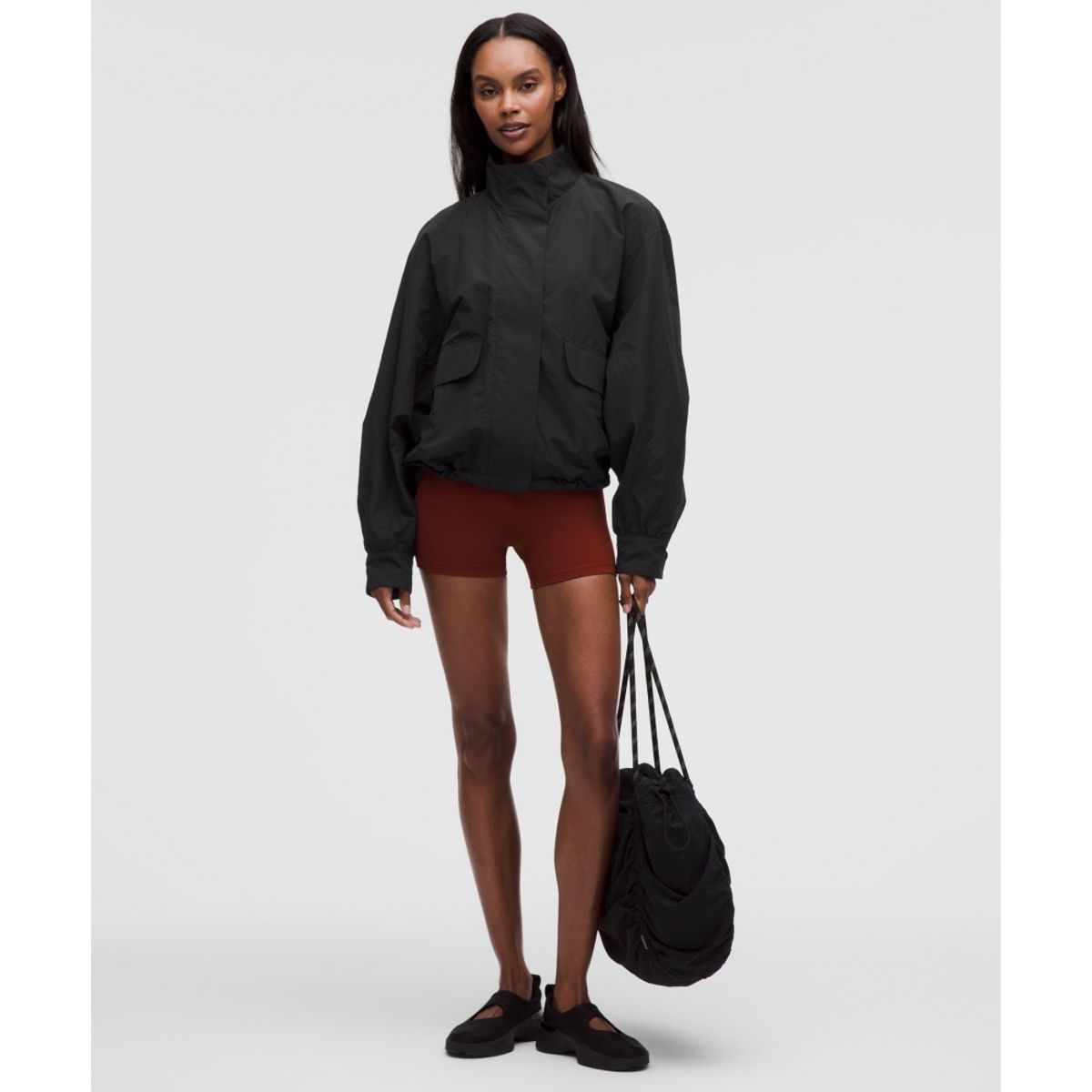 룰루레몬(LULULEMON) 오버사이즈드 신치 헴 리버서블 재킷  BLK BLK