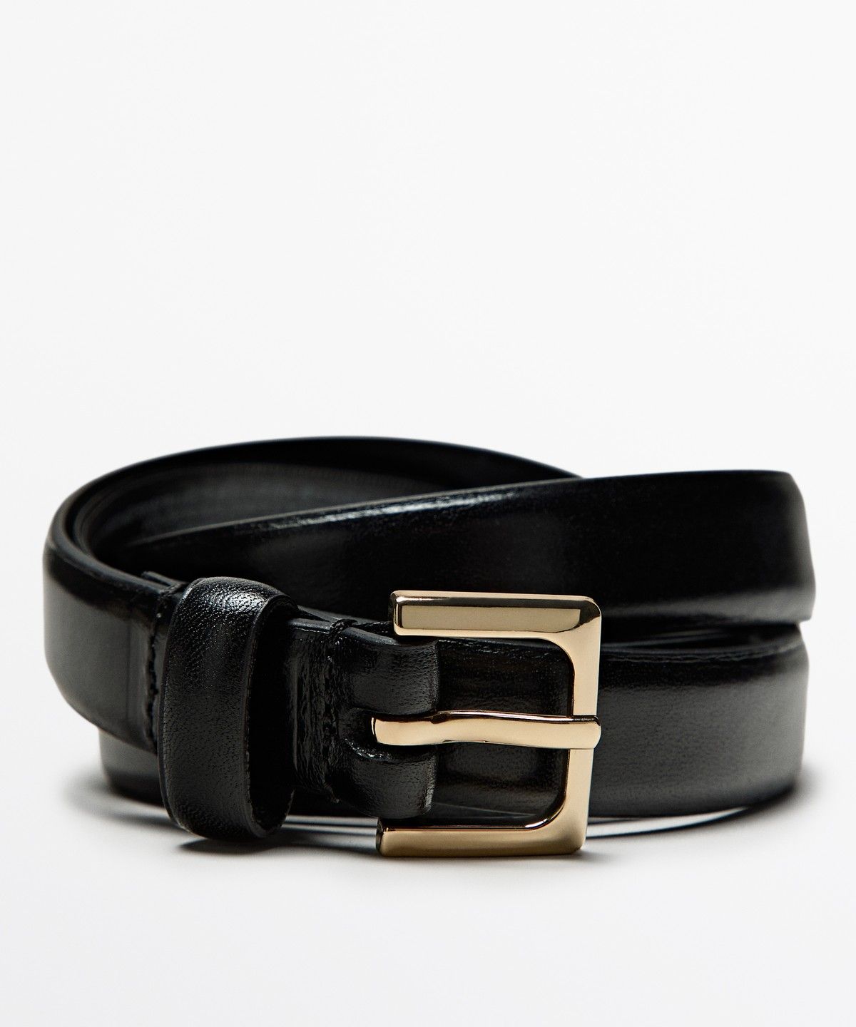 마시모두띠(MASSIMO DUTTI) 렉탱귤러 버클 나파 레더 벨트