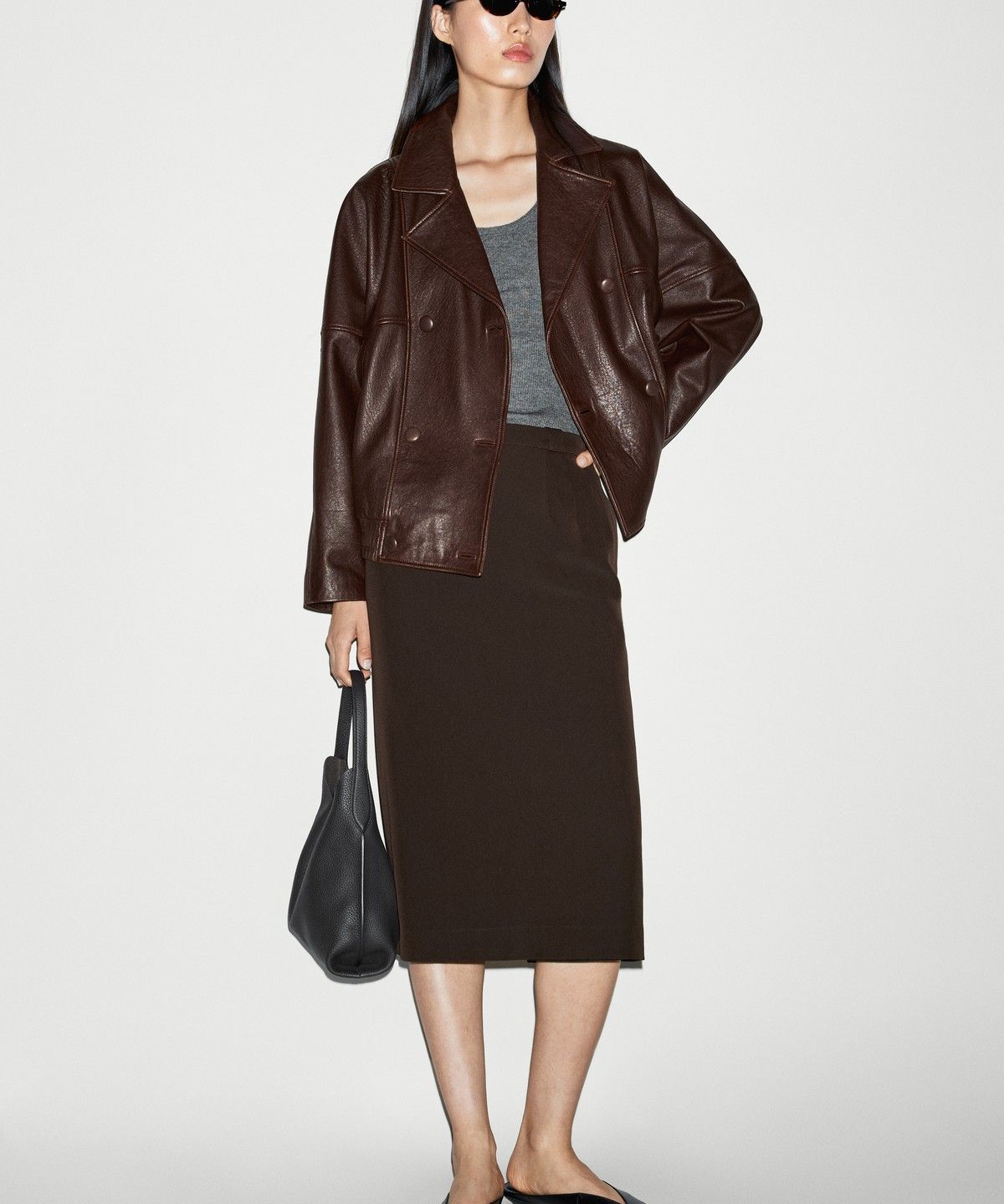 마시모두띠(MASSIMO DUTTI) 나파 가죽 봄버 자켓