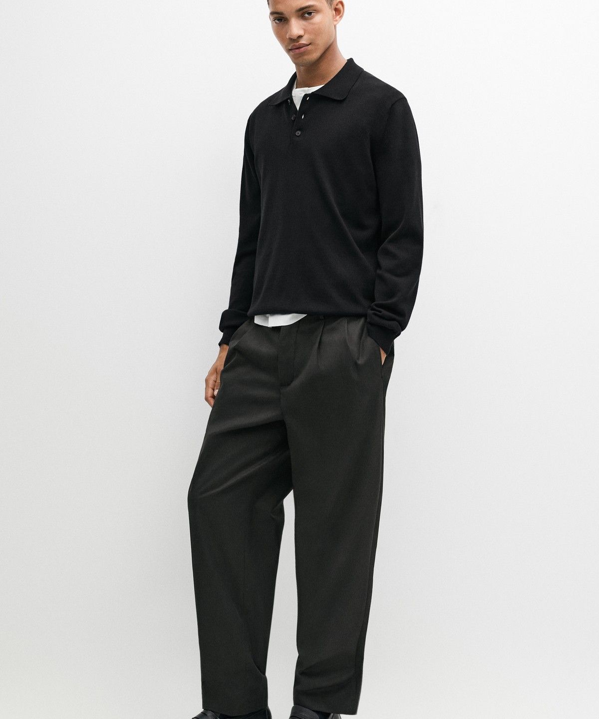 마시모두띠(MASSIMO DUTTI) 100% 코튼 니트 폴로 스웨터