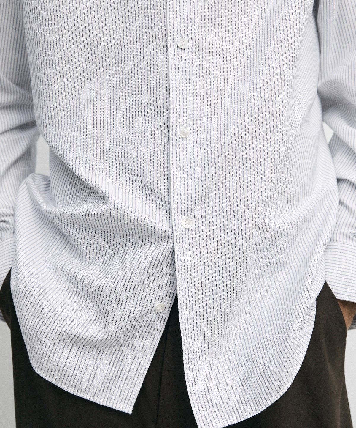 마시모두띠(MASSIMO DUTTI) 레귤러 핏 스트라이프 코튼 옥스퍼드 셔츠