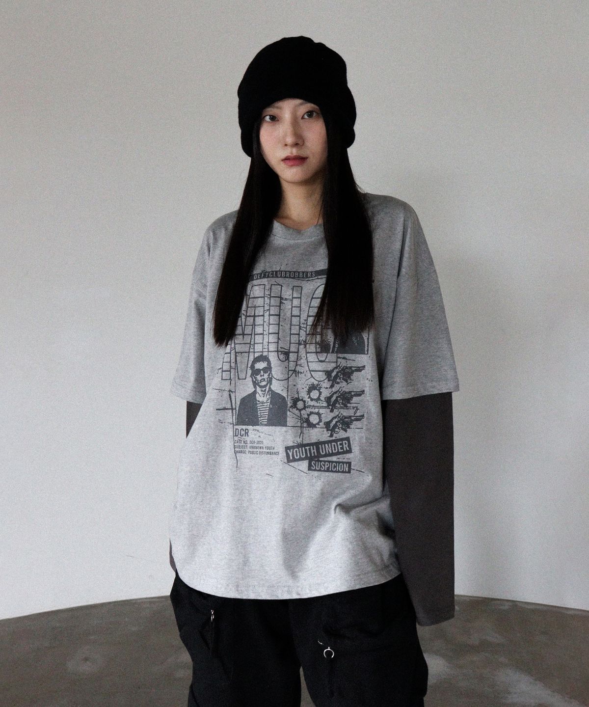 디파이클럽로버스(DEFYCLUBROBBERS) Mug Shot 레이어드 롱슬리브 메란지