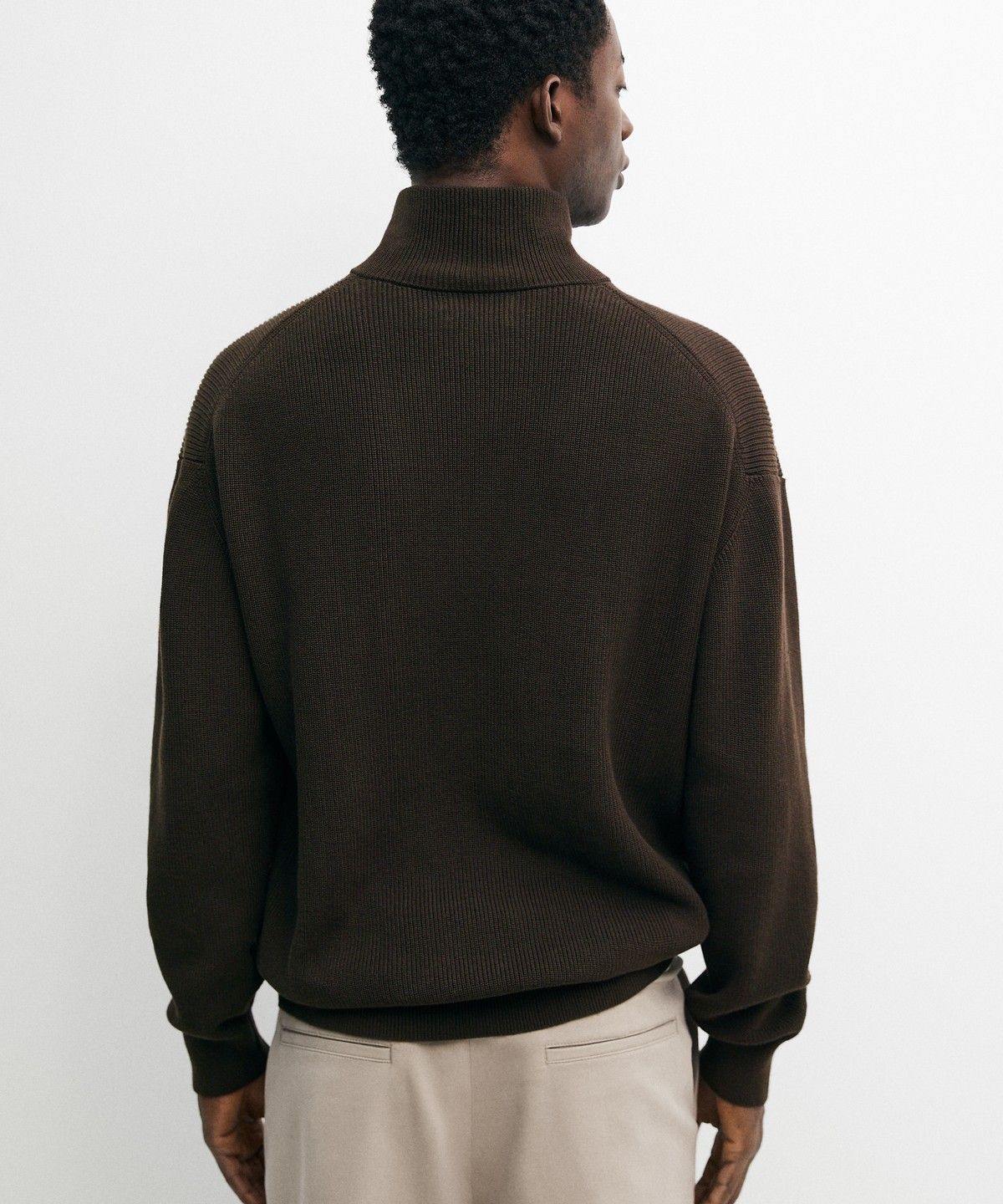 마시모두띠(MASSIMO DUTTI) 100% 코튼 모크넥 니트 스웨터