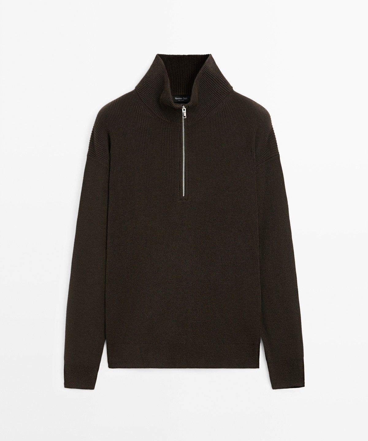 마시모두띠(MASSIMO DUTTI) 100% 코튼 모크넥 니트 스웨터
