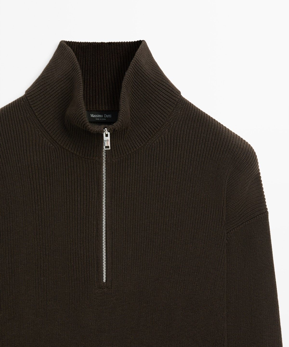 마시모두띠(MASSIMO DUTTI) 100% 코튼 모크넥 니트 스웨터