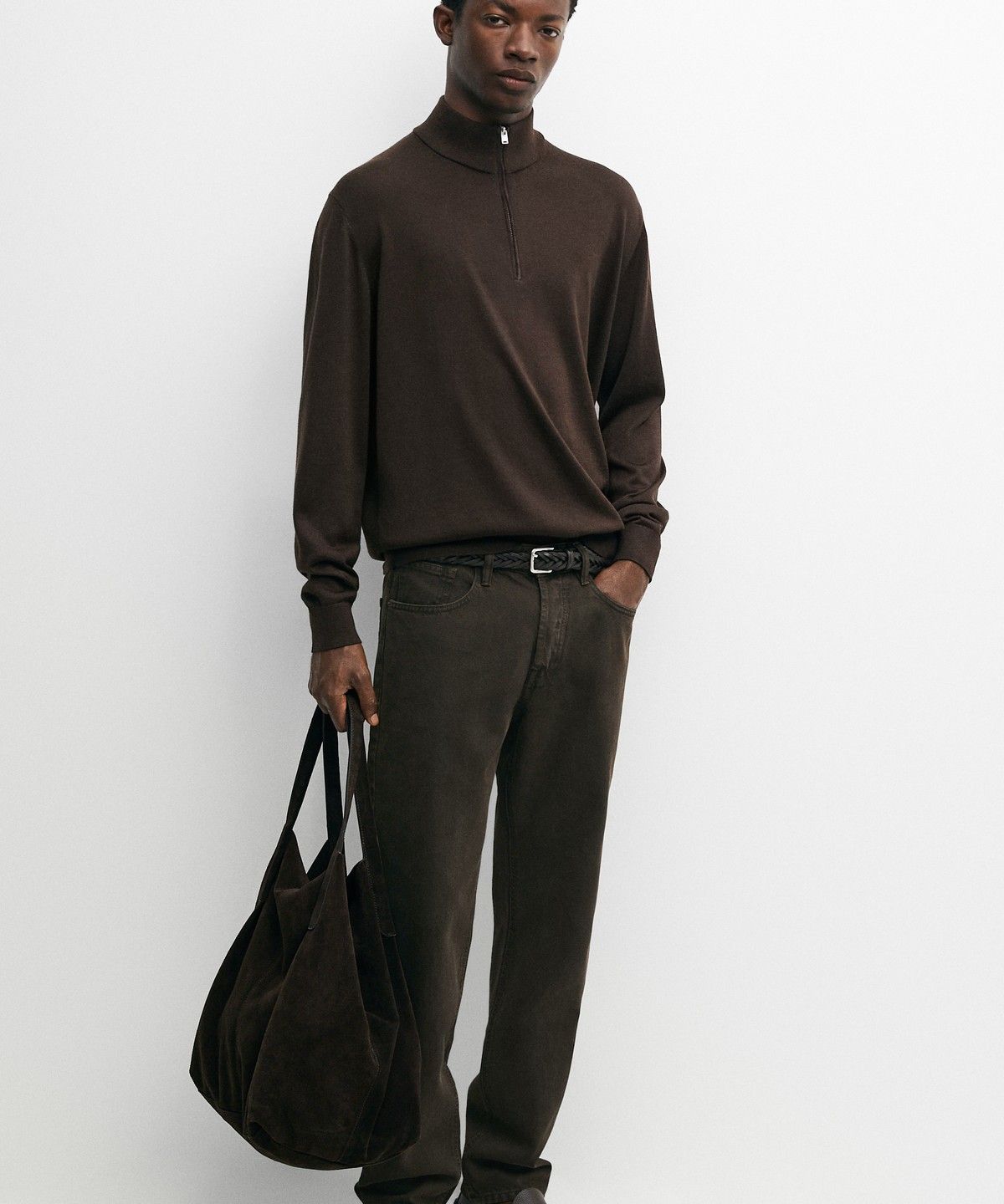 마시모두띠(MASSIMO DUTTI) 메리노 울 블렌드 모크넥 니트 스웨터