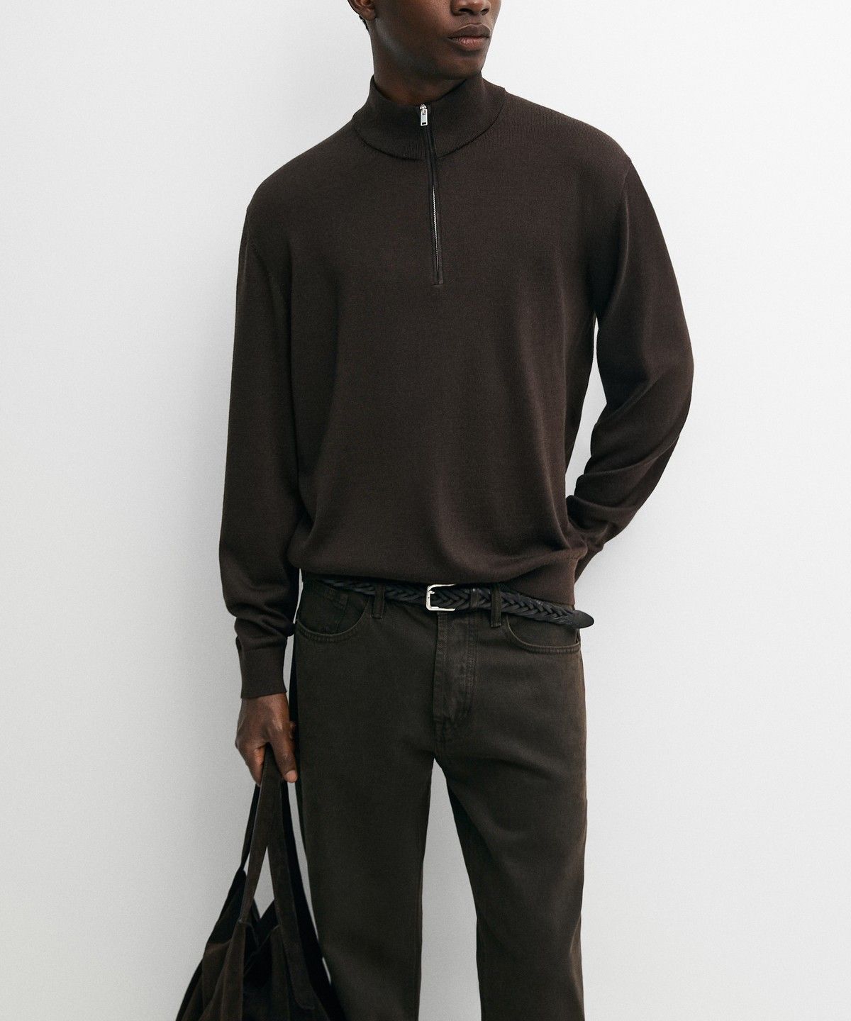 마시모두띠(MASSIMO DUTTI) 메리노 울 블렌드 모크넥 니트 스웨터