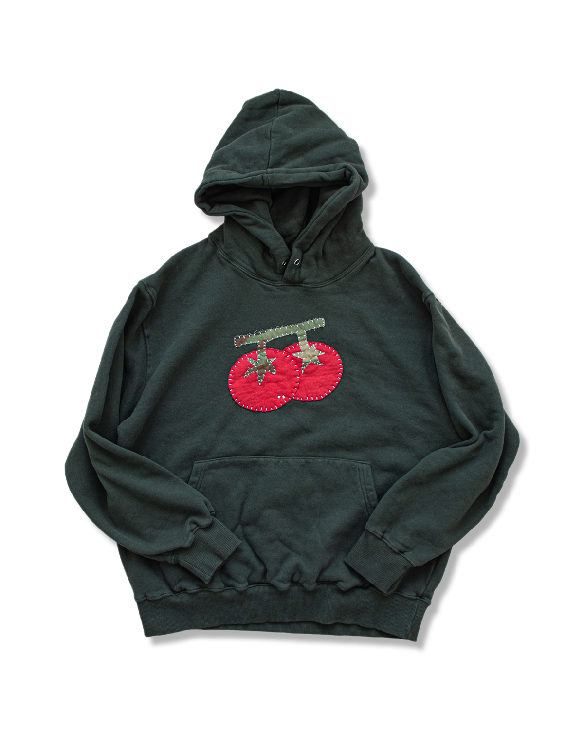 미디엄스(MEDIUMS) [MEDIUMS x TWO STANDARD] Sashiko Tomato Patch Hoodie  (미디엄스 x 투스탠다드 사시코 토마토 패치 후드티)