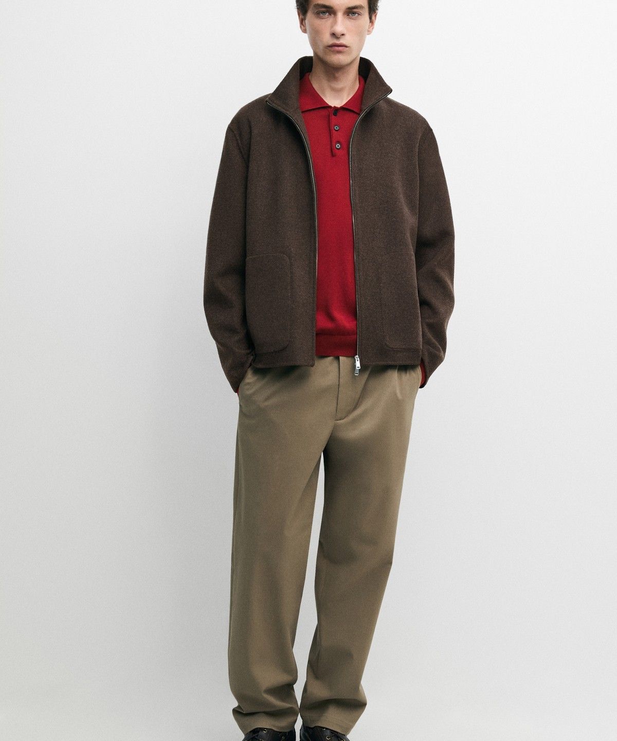 마시모두띠(MASSIMO DUTTI) 코튼 블렌드 스트레이트 핏 팬츠