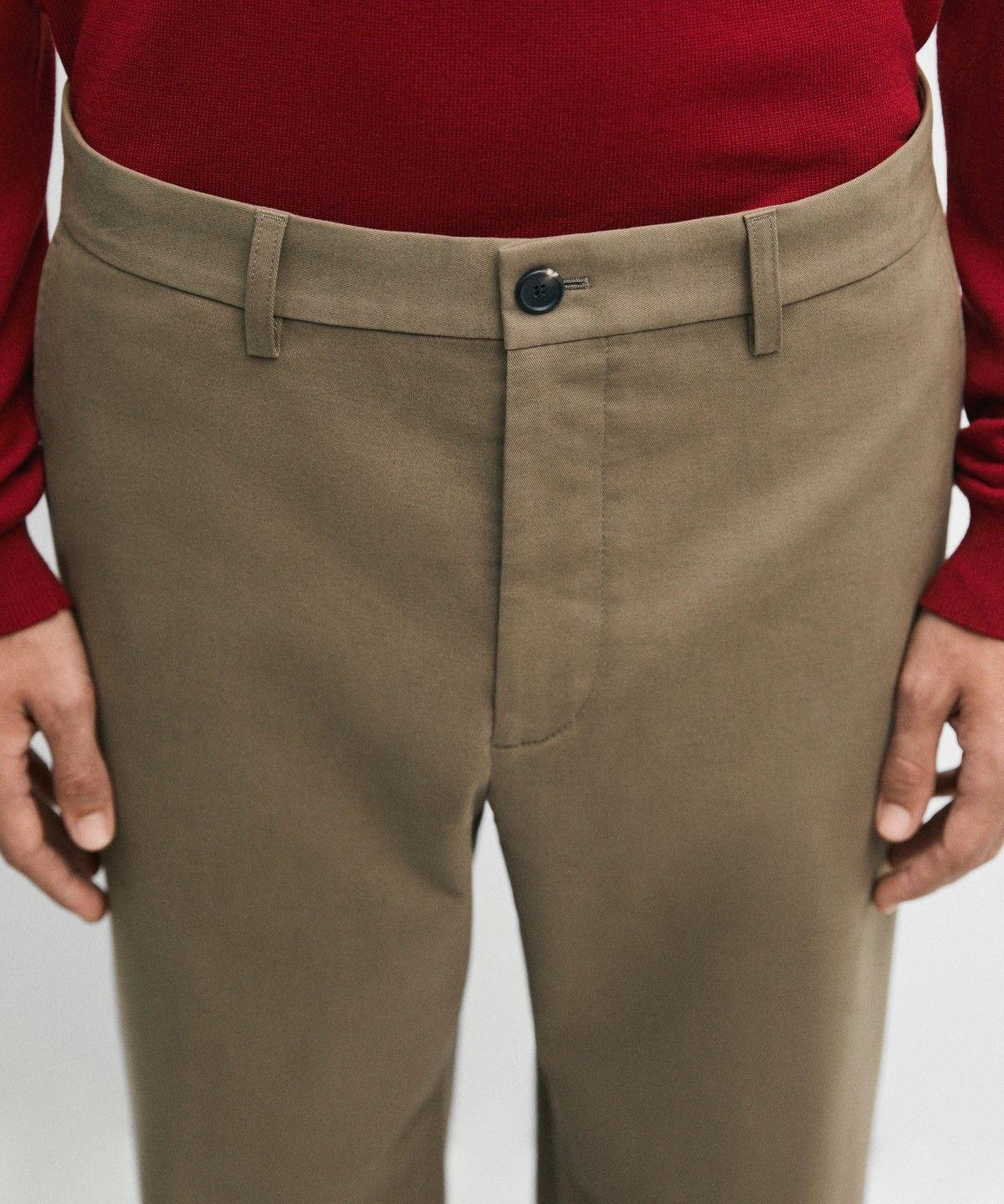 마시모두띠(MASSIMO DUTTI) 코튼 블렌드 스트레이트 핏 팬츠