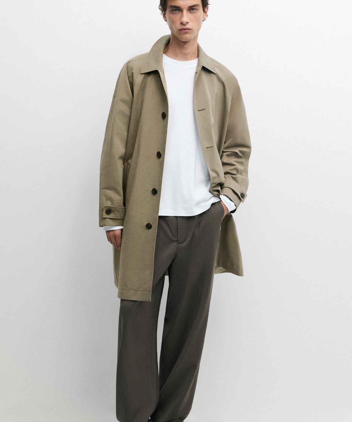 마시모두띠(MASSIMO DUTTI) 릴랙스 핏 핀턱 100% 쿨 울 팬츠