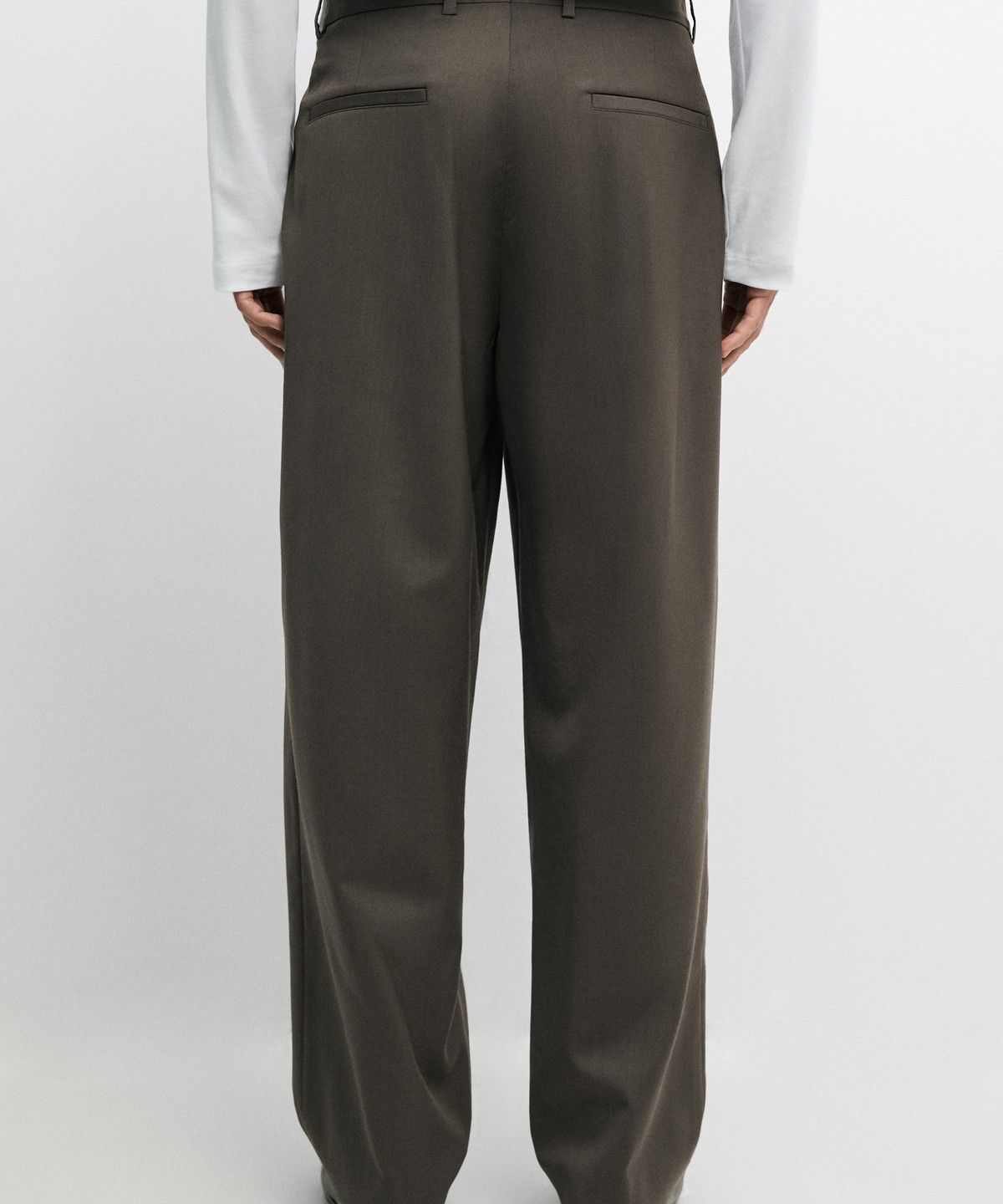 마시모두띠(MASSIMO DUTTI) 릴랙스 핏 핀턱 100% 쿨 울 팬츠