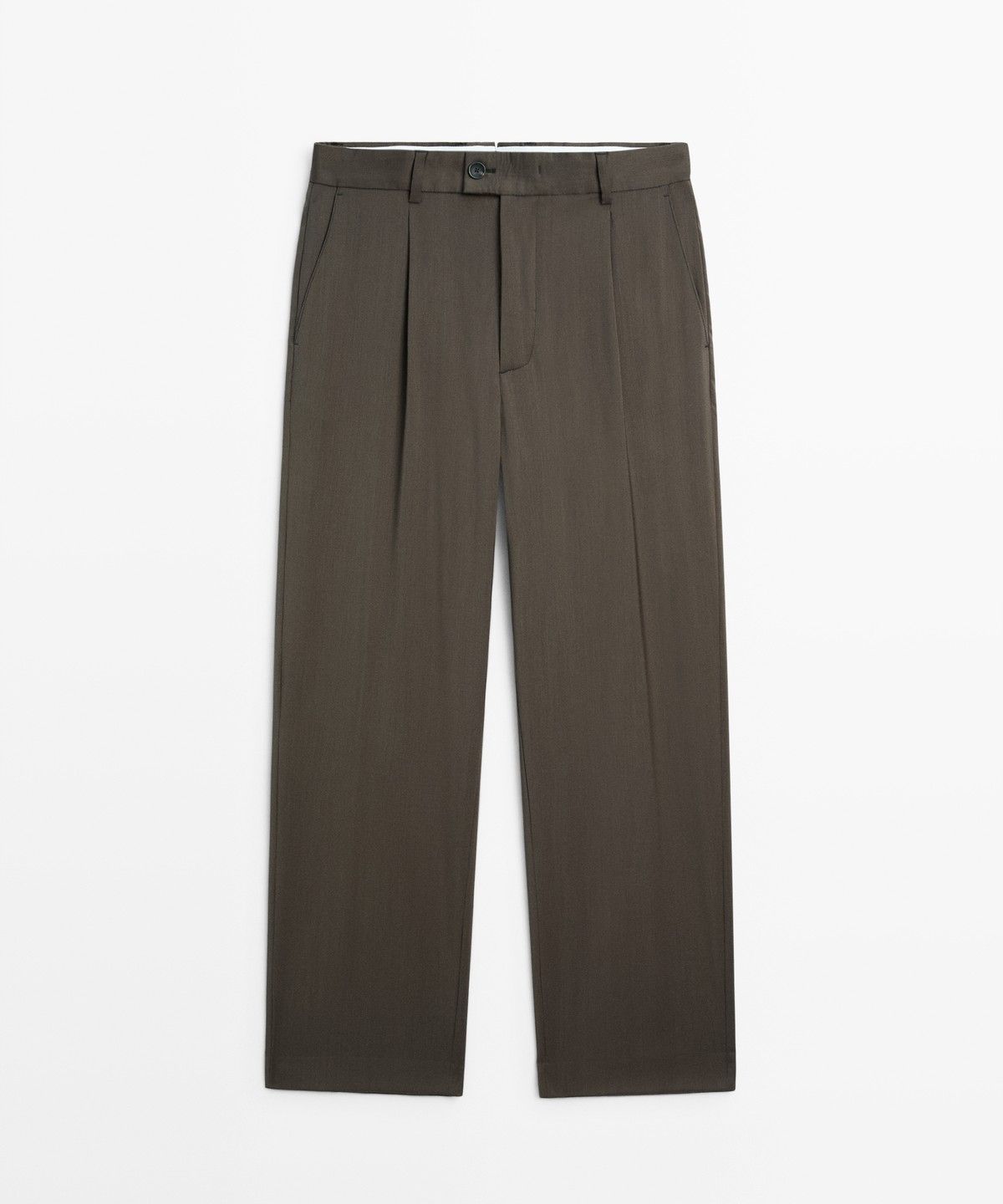 마시모두띠(MASSIMO DUTTI) 릴랙스 핏 핀턱 100% 쿨 울 팬츠