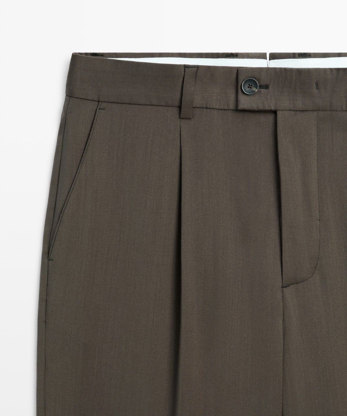마시모두띠(MASSIMO DUTTI) 릴랙스 핏 핀턱 100% 쿨 울 팬츠