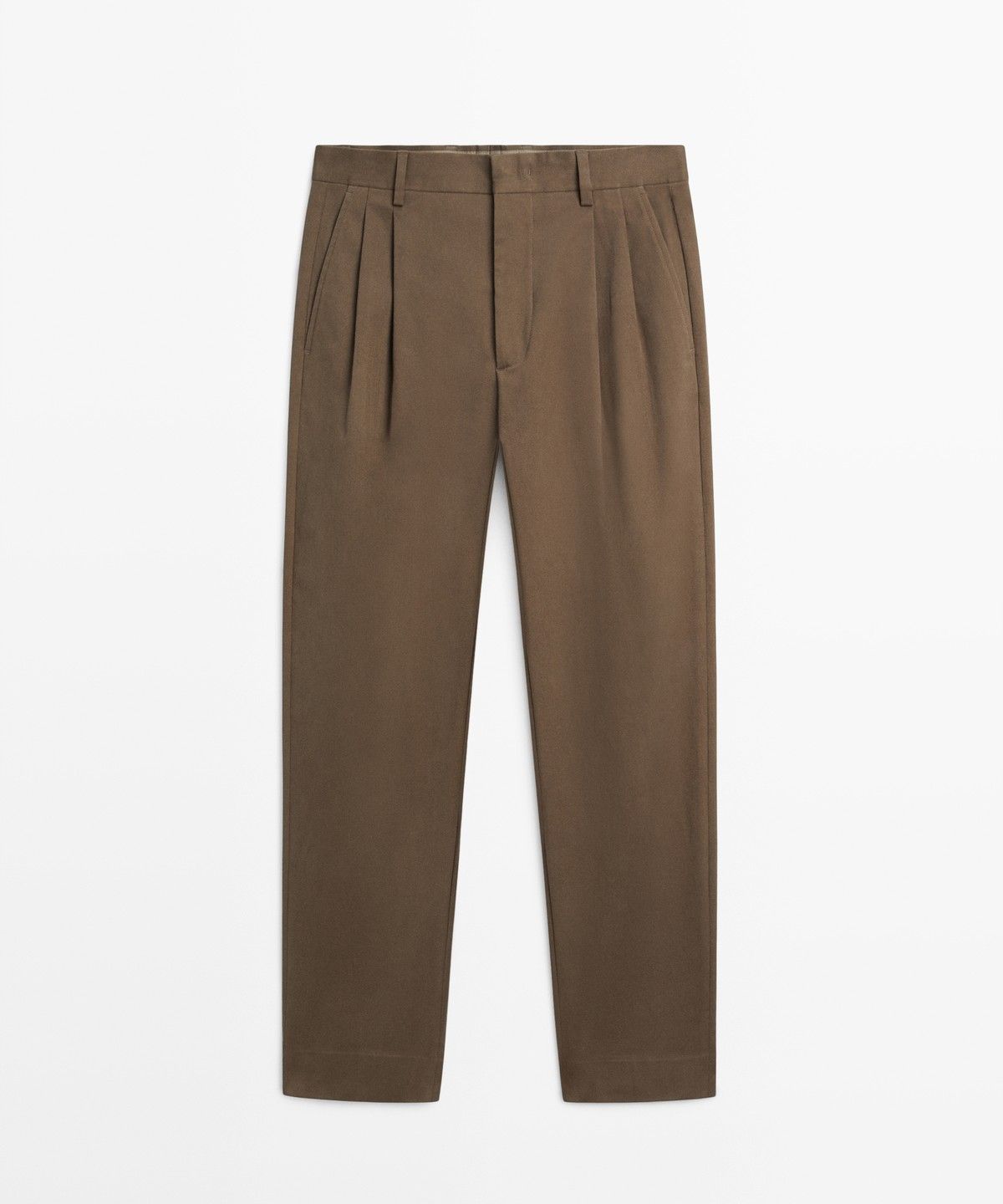 마시모두띠(MASSIMO DUTTI) 코튼 블렌드 핀턱 팬츠