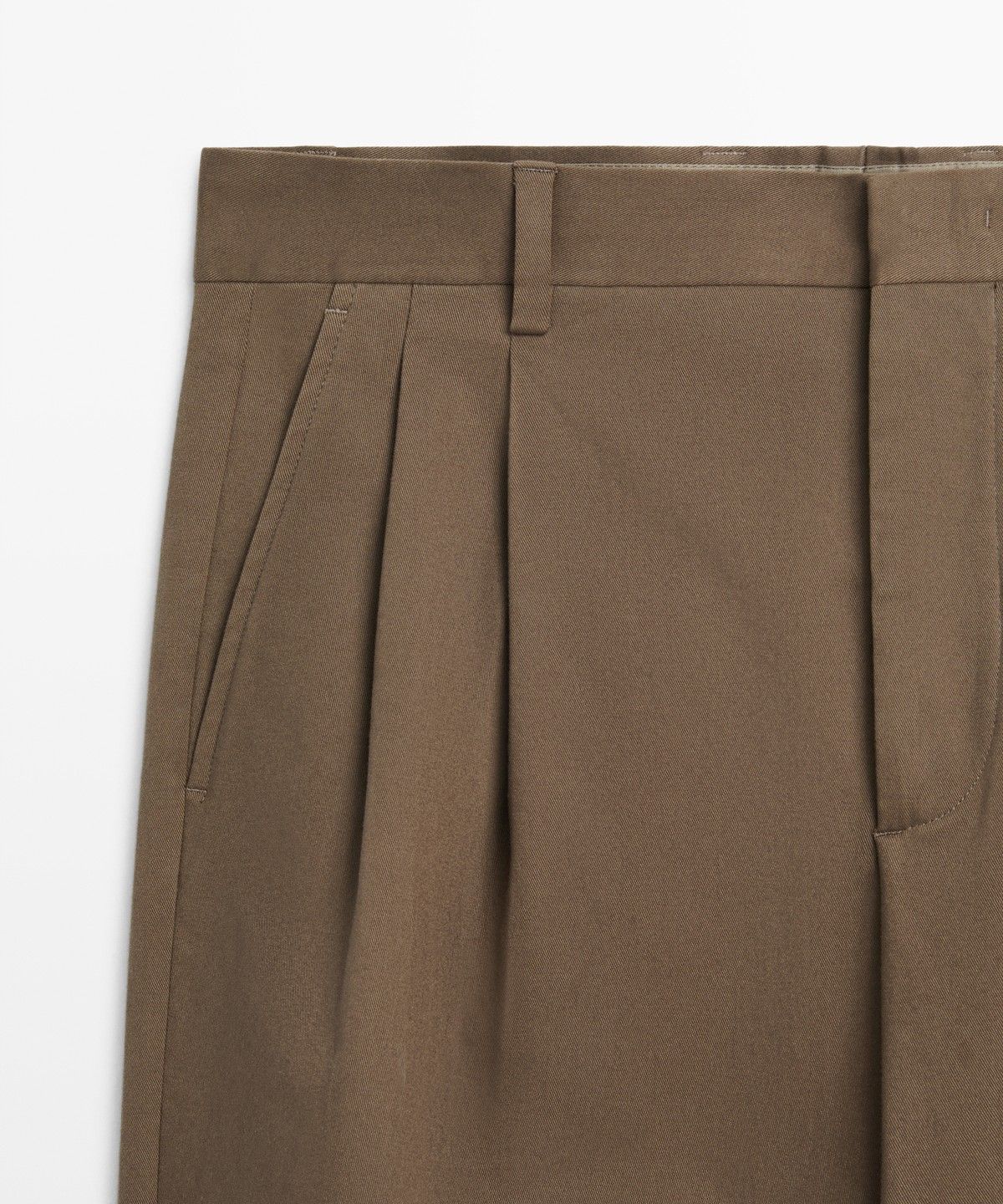 마시모두띠(MASSIMO DUTTI) 코튼 블렌드 핀턱 팬츠