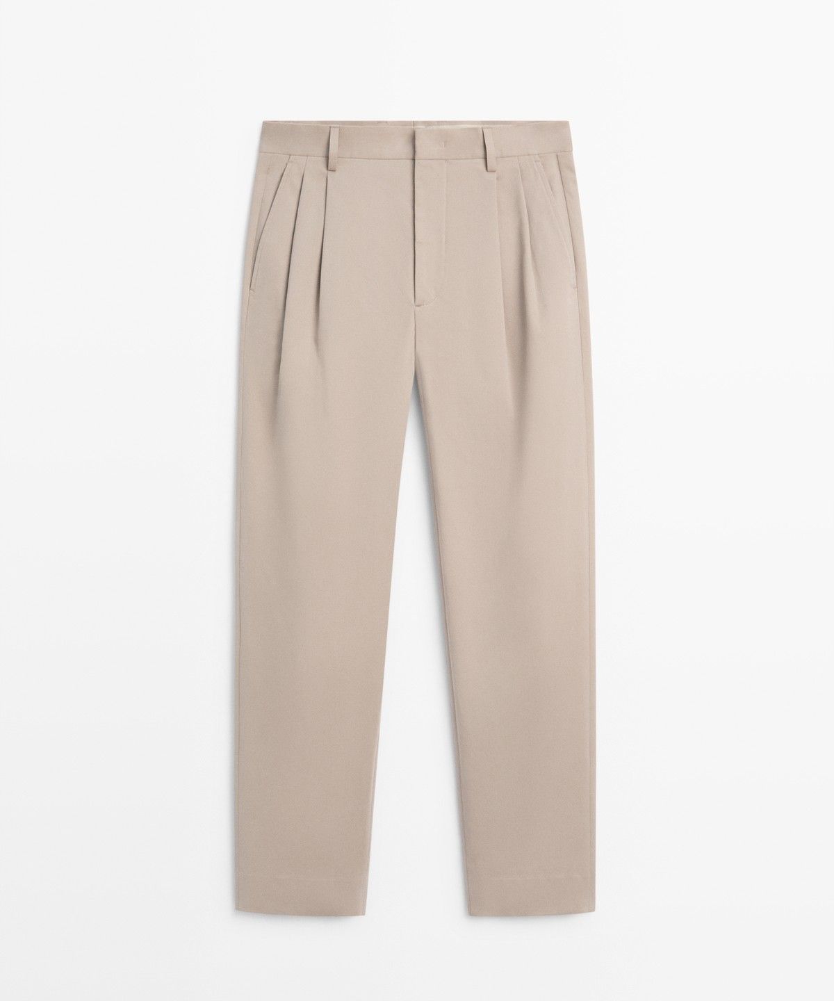 마시모두띠(MASSIMO DUTTI) 코튼 블렌드 핀턱 팬츠