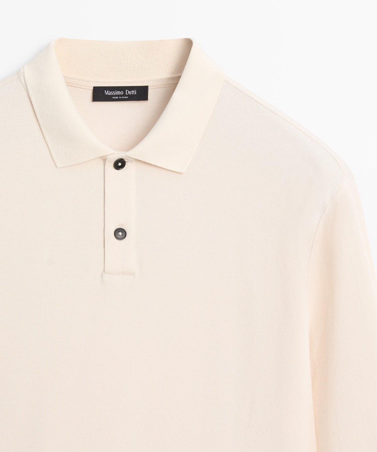 마시모두띠(MASSIMO DUTTI) 100% 코튼 마이크로 텍스처 니트 폴로셔츠
